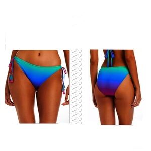 Bleu Rod Beattie Ombre Tie-Side Bikini Bottom— Blue Green Purple